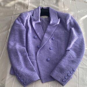 L’AGENCE Brooke Double Breasted Cropped Blazer in Lavender
